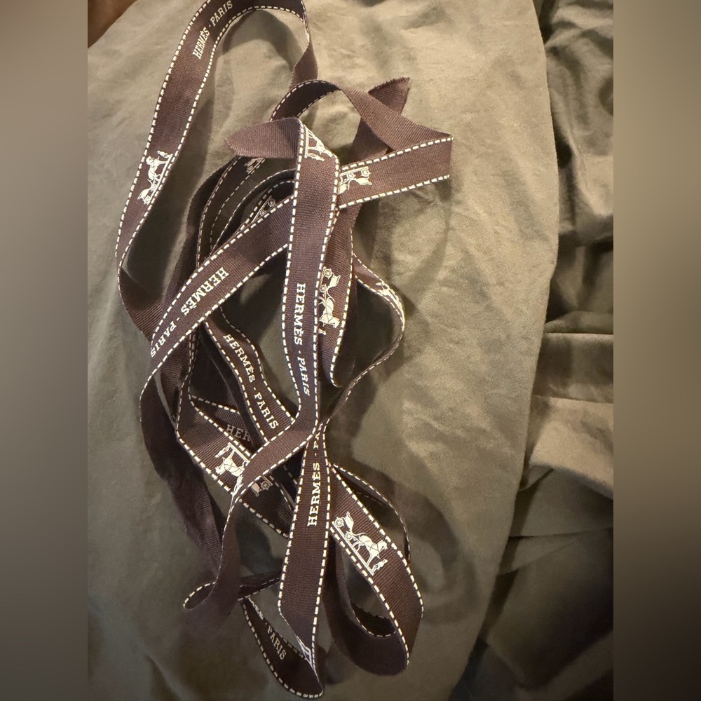Calling all HERMES lovers with skills 
Brown Logo Grosgrain Ribbon AUTHENTIC